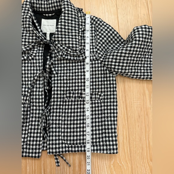 Avec Les Filles spring Jacket quilted black and white checkered ribbon tie - Picture 4 of 9